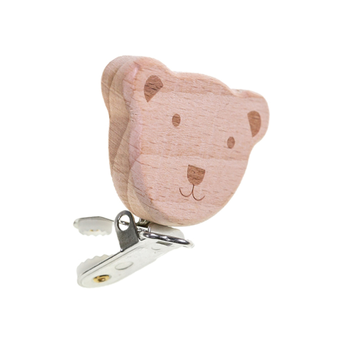 Fopspeen clips Hout Teddy