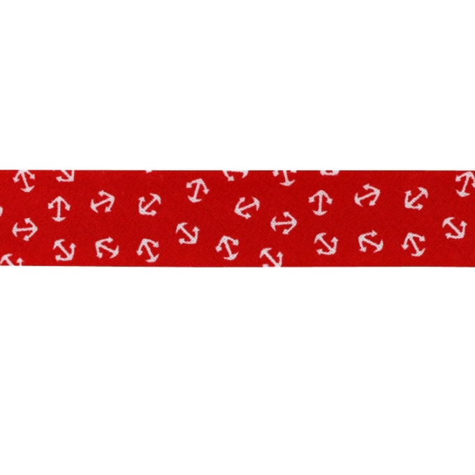 Biais couture coton 3cm, Ancres marines, rouge