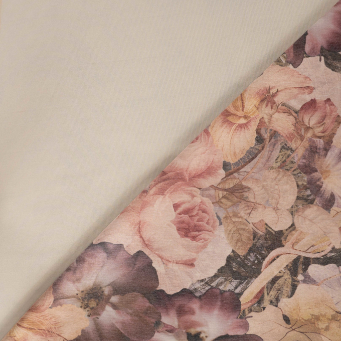Scuba Peach Touch vintage flowers, beige