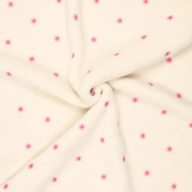 Lightweight Sherpa fleece with embroidery Camilla, cream