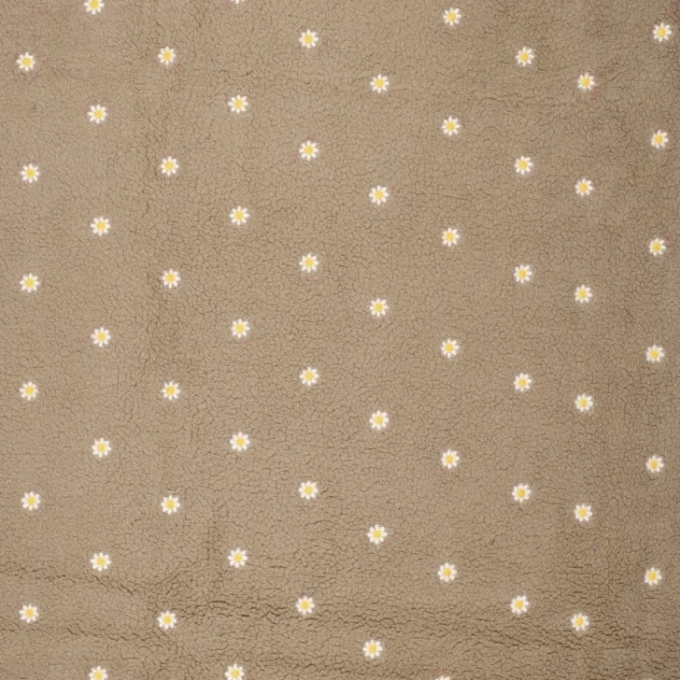 Lightweight Sherpa fleece with embroidery Camilla, light brown