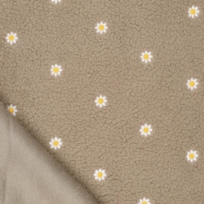 Lightweight Sherpa fleece with embroidery Camilla, light brown