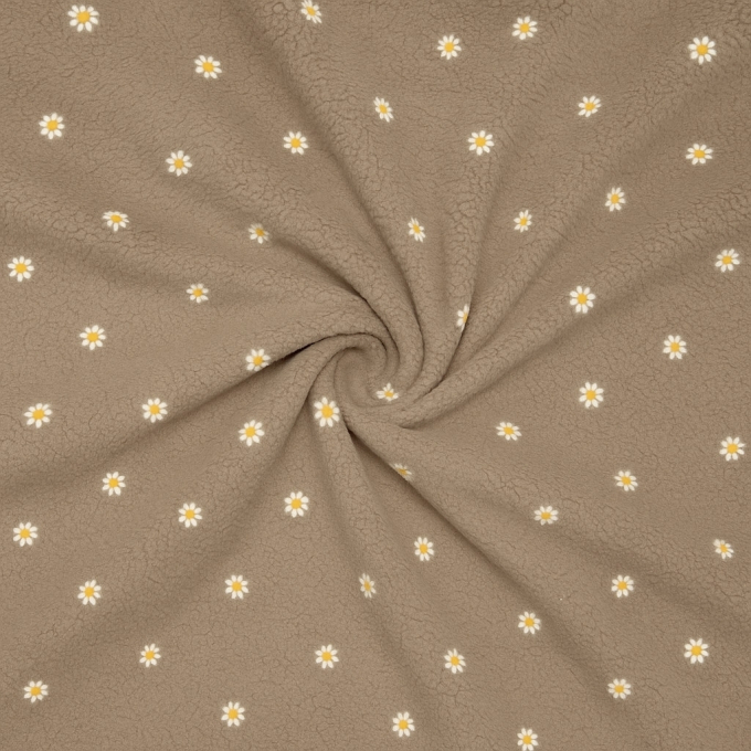 Lightweight Sherpa fleece with embroidery Camilla, light brown