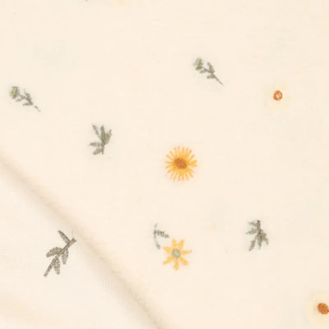 Sherpa Fleece leicht Stickerei Wildflowers, creme