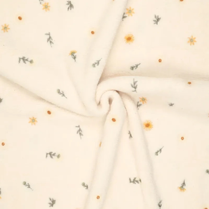 Sherpa Fleece leicht Stickerei Wildflowers, creme
