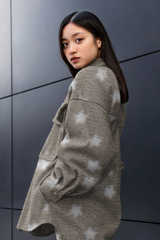 Sherpa fleece Stars, light brrown
