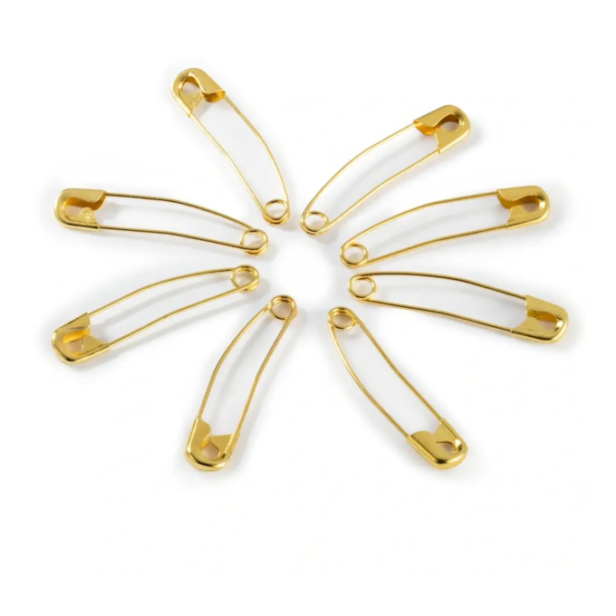 Veiligheidsspelden gebogen, messing, 38 mm