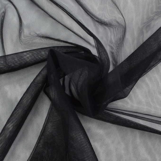 Tissu tulle souple stretch, noir
