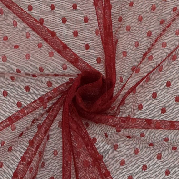 Tissu tulle souple à pois Dots, bordeaux