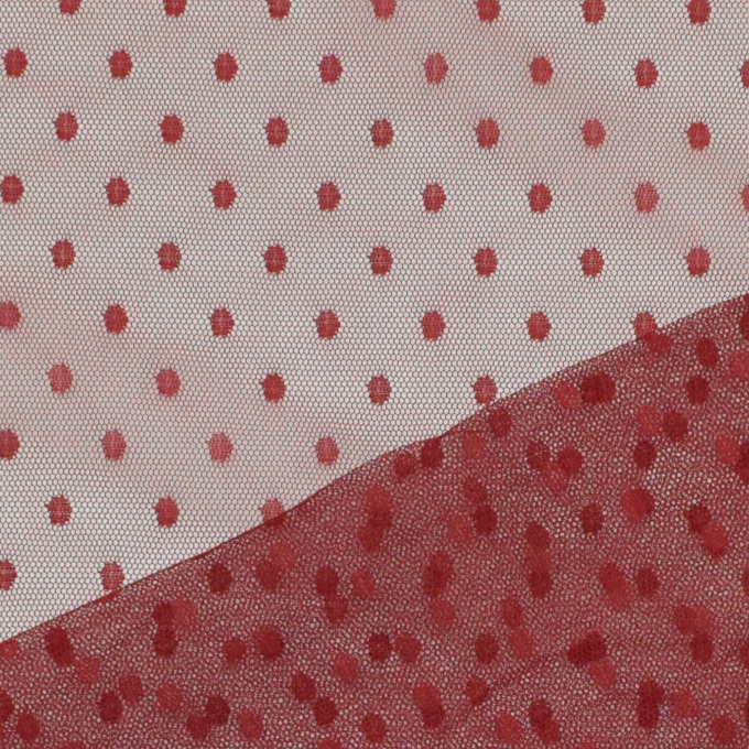 Tissu tulle souple à pois Dots, bordeaux