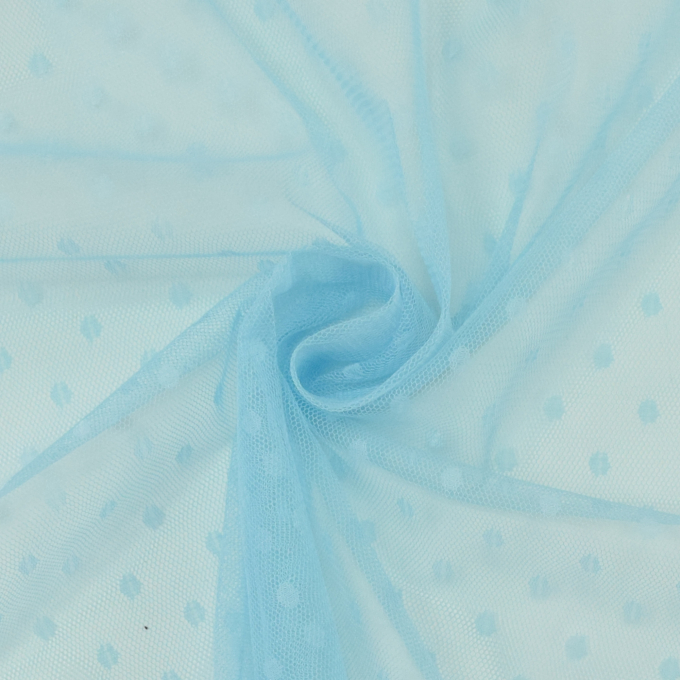 Tissu tulle souple à pois Dots, bleu clair