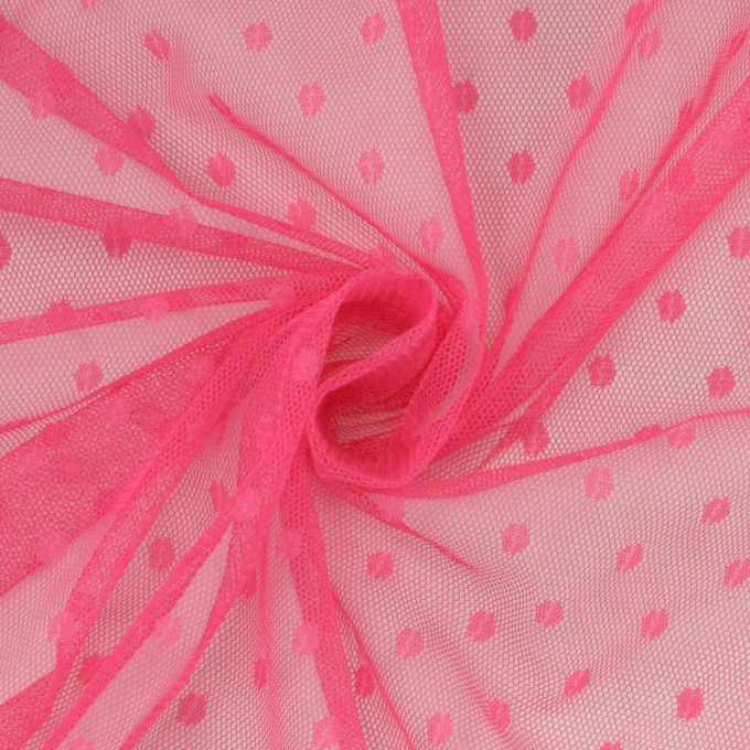 Tissu tulle souple à pois Dots, rose fuchsia