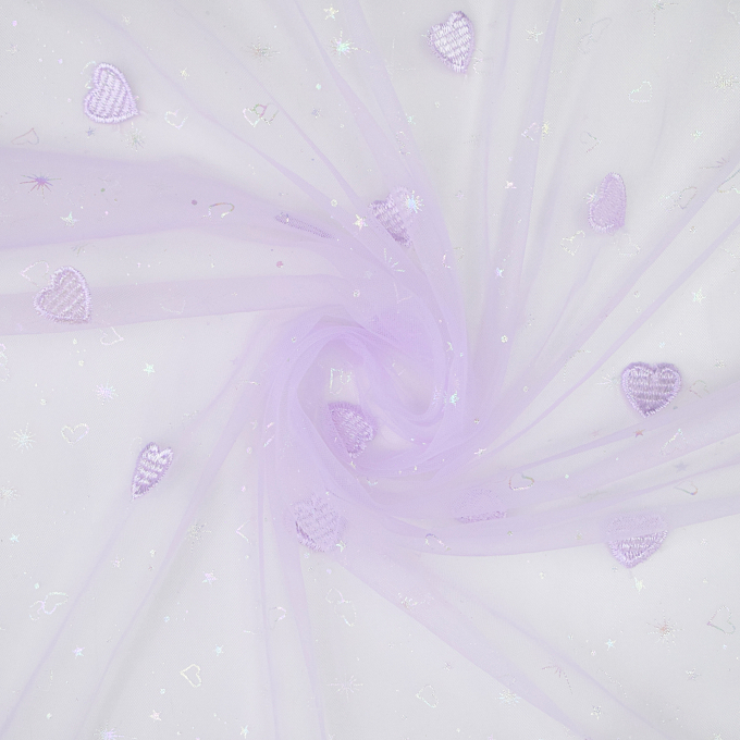 Soft-lace Embroidery Hearts, lilac