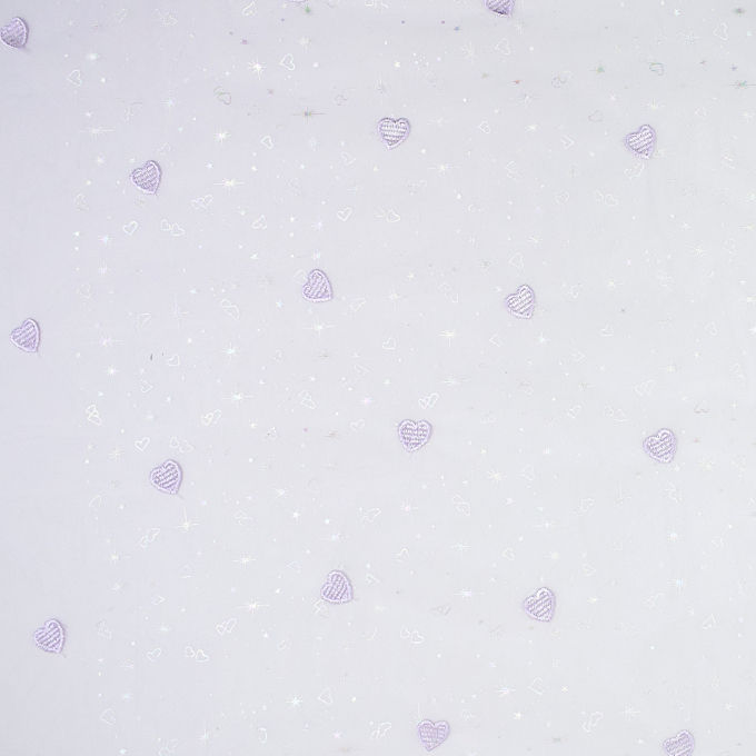 Soft-lace Embroidery Hearts, lilac