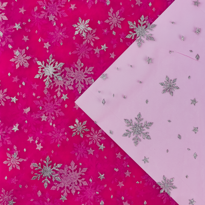 Soft tule frozen chrystals, lichtfuchsia
