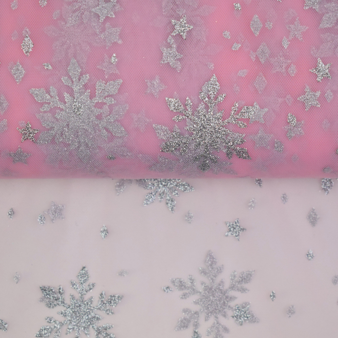 Soft tule frozen chrystals, roze