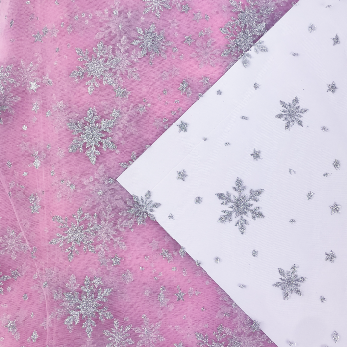 Soft tule frozen chrystals, roze