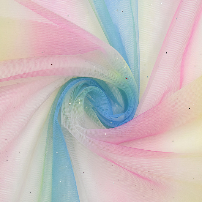 Soft tule Glitter Pastel Rainbow, veelkleurig