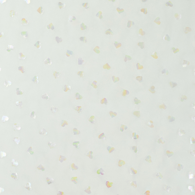 Tissu tulle Coeurs Shiny Hearts, blanc