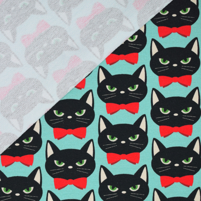 Sommersweat Albstoffe Hamburger Liebe Bling Bling Meow, mint