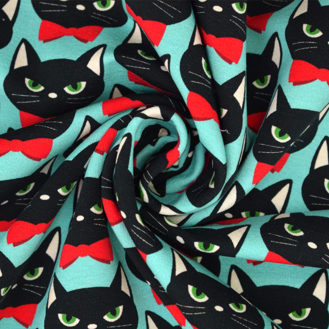 Sommersweat Albstoffe Hamburger Liebe Bling Bling Meow, mint