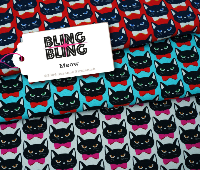Sommersweat Albstoffe Hamburger Liebe Bling Bling Meow, mint