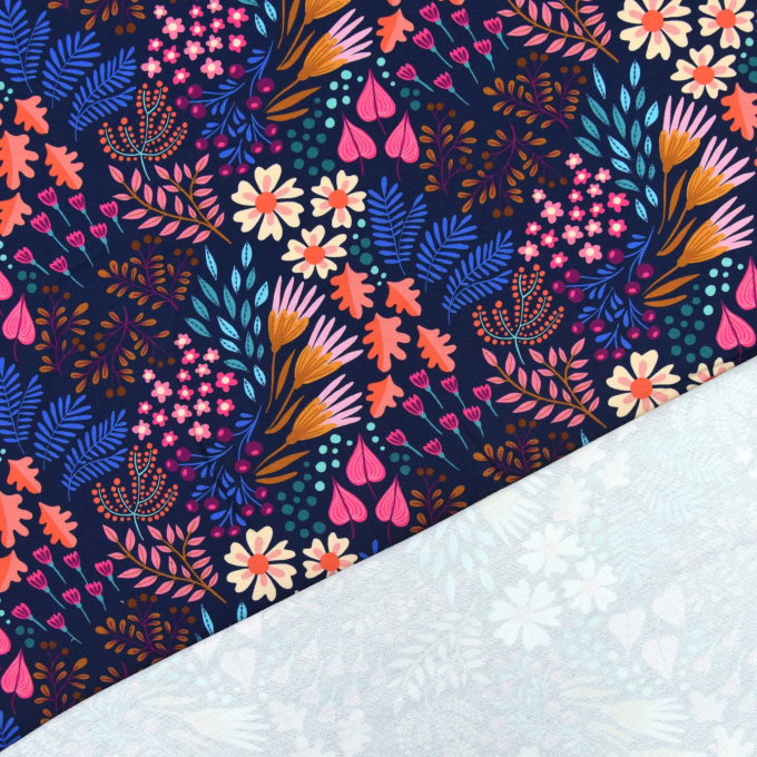 Sweatshirtstof Albstoffe Hamburger Liebe Bliss Flower Field, marineblauw