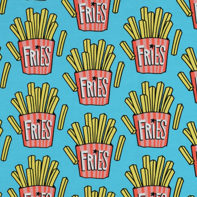 Sweatshirtstof Albstoffe Hamburger Liebe Classics No. 1 OMG Fries, turquoise