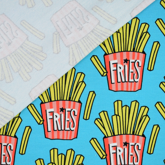 Sweatshirtstof Albstoffe Hamburger Liebe Classics No. 1 OMG Fries, turquoise