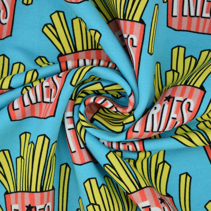 Sweatshirtstof Albstoffe Hamburger Liebe Classics No. 1 OMG Fries, turquoise