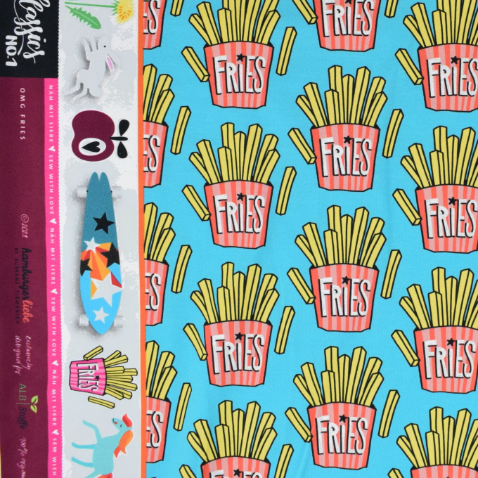 Sweatshirtstof Albstoffe Hamburger Liebe Classics No. 1 OMG Fries, turquoise