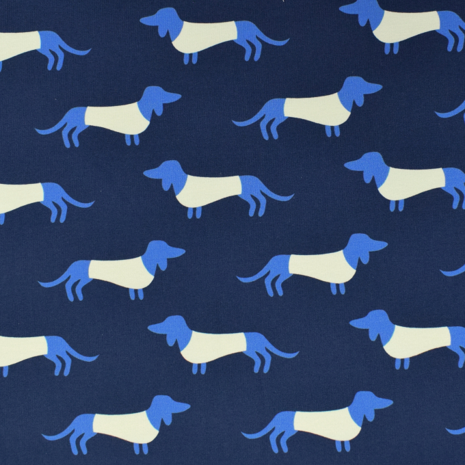 Sommersweat Albstoffe Hamburger Liebe Darling Things Wienerdog, dunkelblau