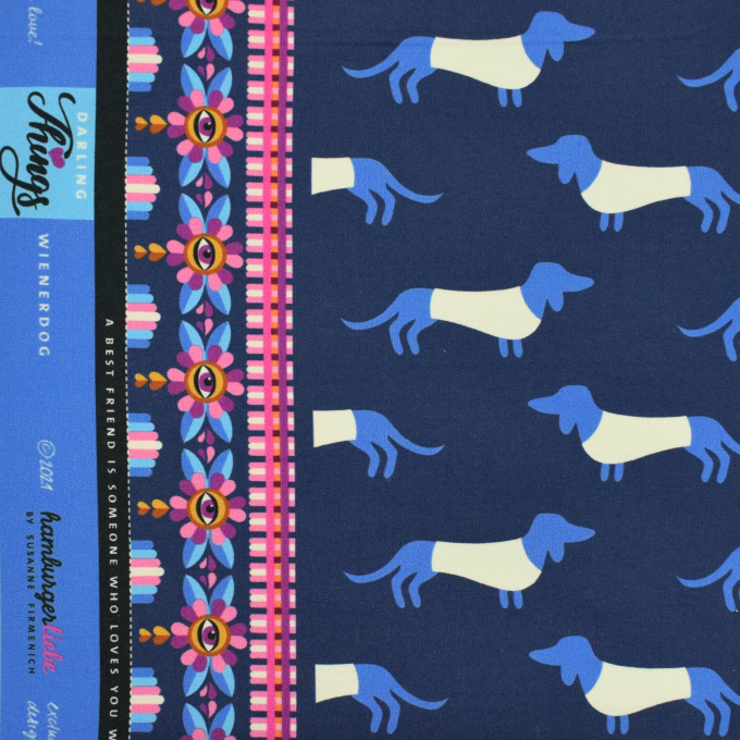 Sommersweat Albstoffe Hamburger Liebe Darling Things Wienerdog, dunkelblau