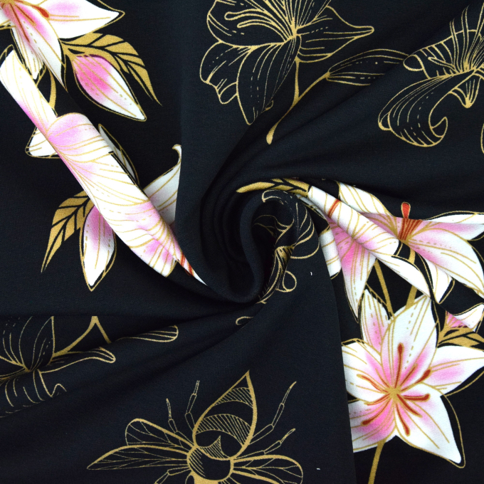 Sommersweat Albstoffe Hamburger Liebe Glow Lily, schwarz