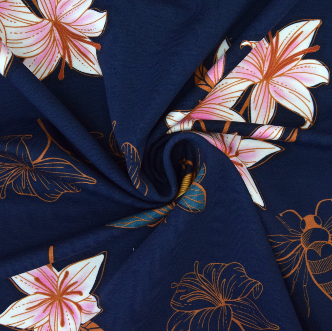 Sweatshirtstof Albstoffe Hamburger Liebe Glow Lily, marineblauw