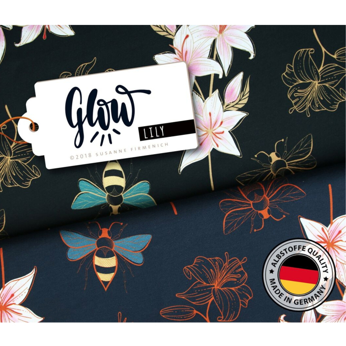 Sweatshirtstof Albstoffe Hamburger Liebe Glow Lily, marineblauw