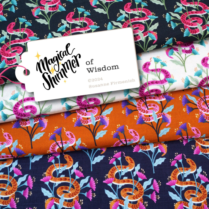 Tissu sweat léger bio Albstoffe Hamburger Liebe Magical Shimmer of Wisdom, bleu marine