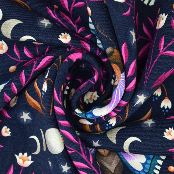 Sommersweat Albstoffe Hamburger Liebe Midnight Luna Moth, marine