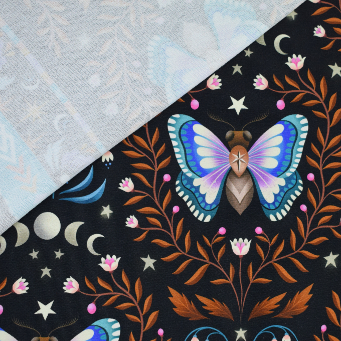 Sommersweat Albstoffe Hamburger Liebe Midnight Luna Moth, schwarz - braun