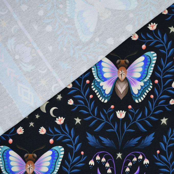 Sommersweat Albstoffe Hamburger Liebe Midnight Luna Moth, schwarz - blau