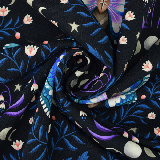 Sommersweat Albstoffe Hamburger Liebe Midnight Luna Moth, schwarz - blau