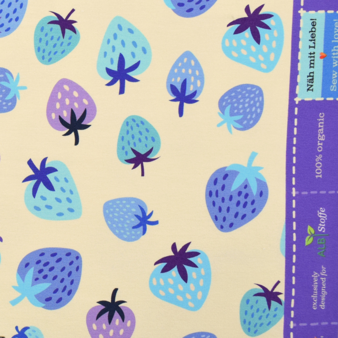 Sweatshirtstof Albstoffe Hamburger Liebe Picknick Strawberries, vanille