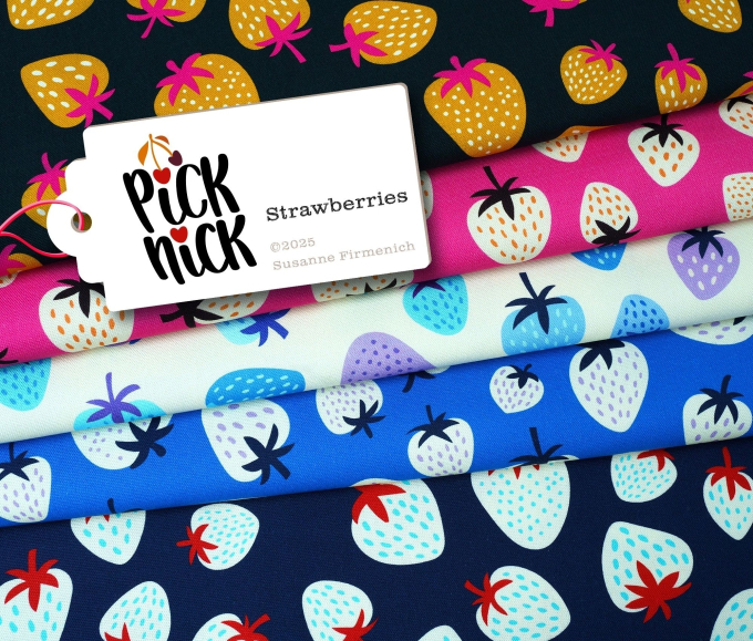 Sweatshirtstof Albstoffe Hamburger Liebe Picknick Strawberries, vanille