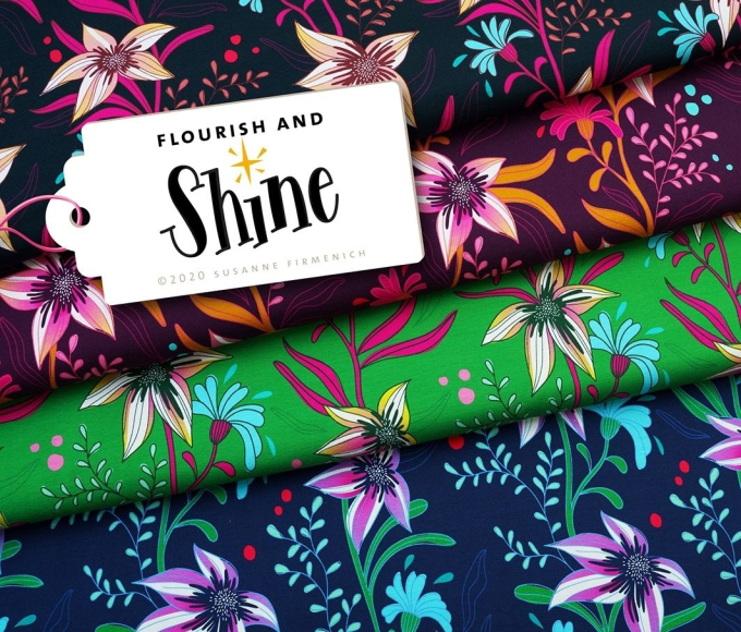 Sweatshirtstof Albstoffe Hamburger Liebe SHINE - Flourish and Shine, marineblauw