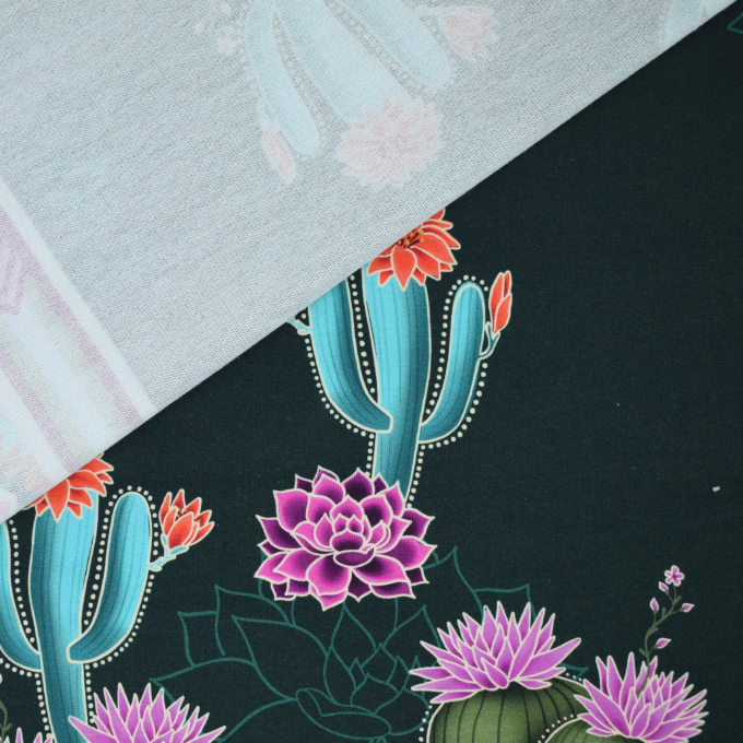 Tissu sweat léger bio Albstoffe Hamburger Liebe Western Fairy Tales Prairie Blossom, vert foncé
