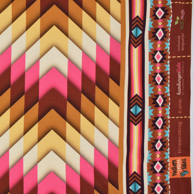 Tissu sweat léger bio Albstoffe Hamburger Liebe Western Fairy Tales Homecoming, rose fuchsia