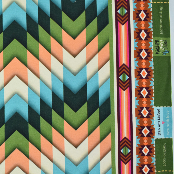Tissu sweat léger bio Albstoffe Hamburger Liebe Western Fairy Tales Homecoming, vert