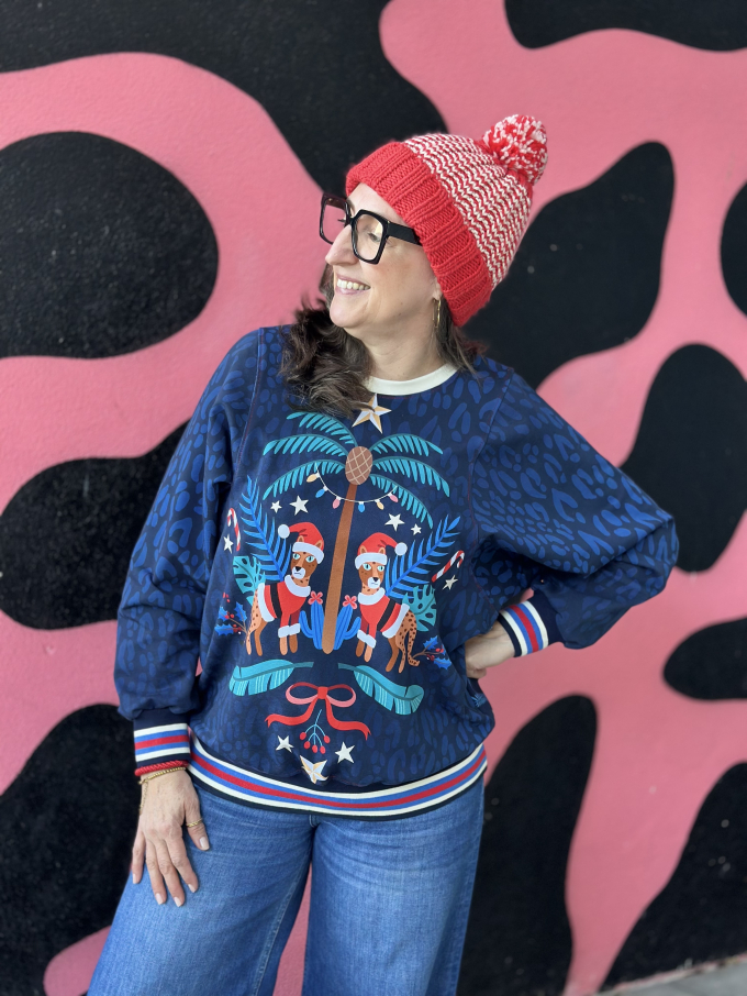 Sweatshirt Panel Albstoffe Hamburger Liebe Wild XMas Leo, dark blue