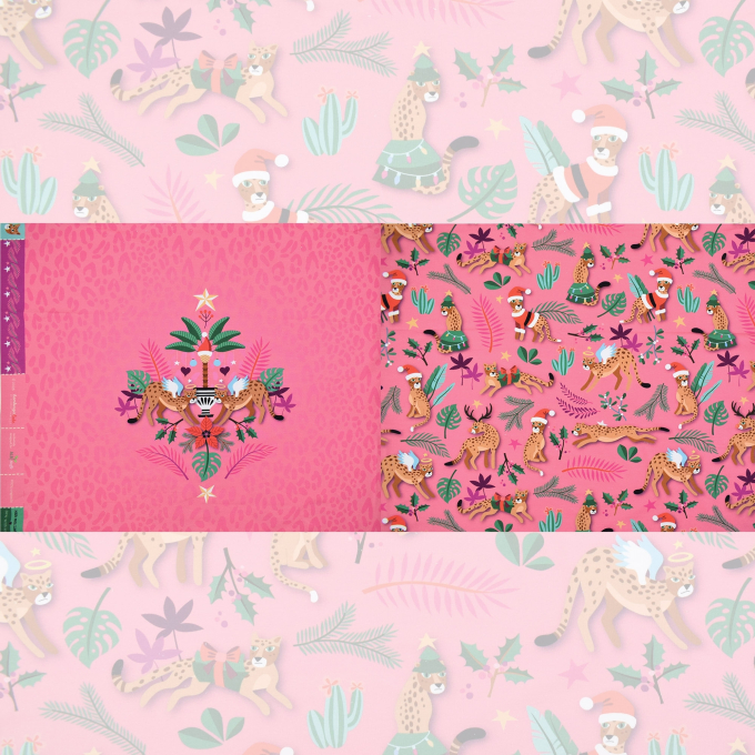 Sweatshirt Panel Albstoffe Hamburger Liebe Wild XMas Leo, bright pink