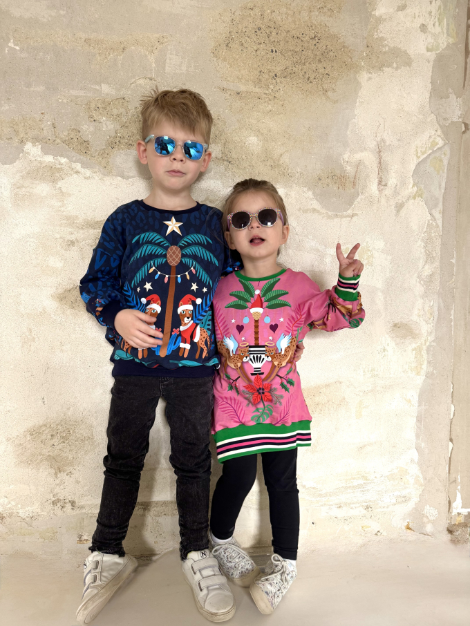 Sweatshirt Panel Albstoffe Hamburger Liebe Wild XMas Leo, bright pink